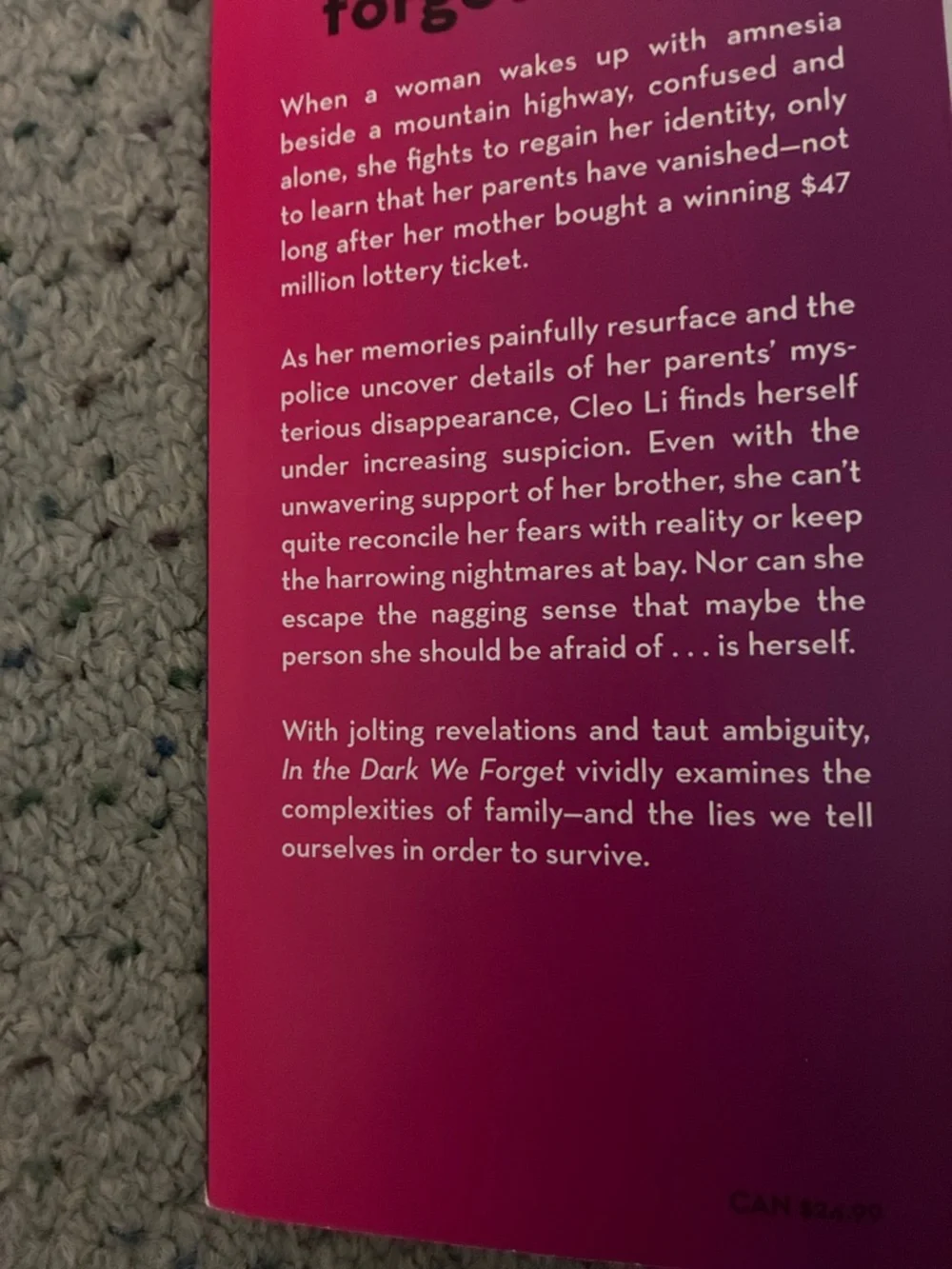 In the Dark We Forget by Sandra SG Wong - Dark Teal & Magenta Paperback - Picture 4 of 4